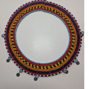 Vtg Collar Necklace Multi Color Beaded Maasai Tribal Boho Neck Piece